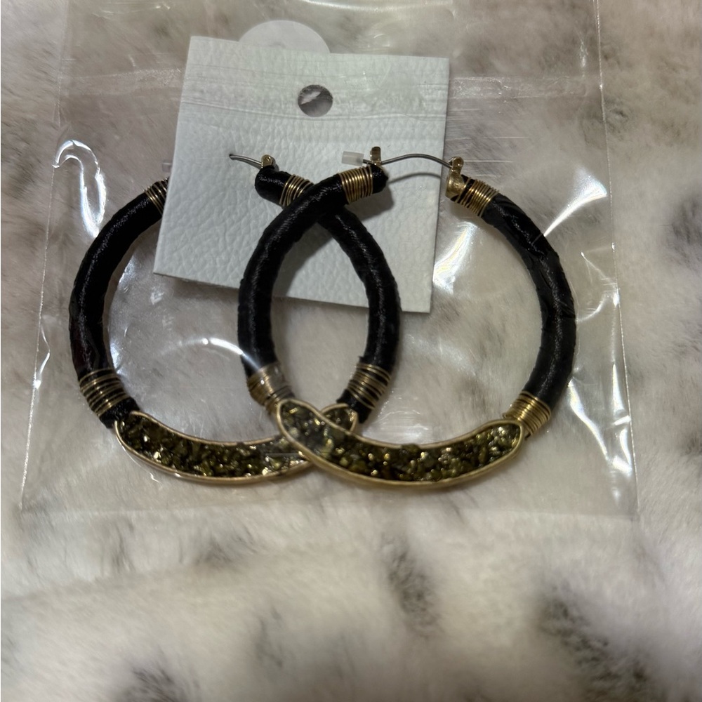 Elegant Black and Gold Hoop Earrings by Free People